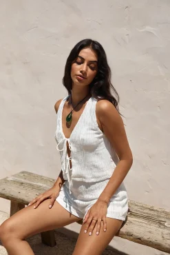 Pearlescent Jewels Crop Top White