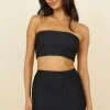 Poolside Adventure Crop Top Black