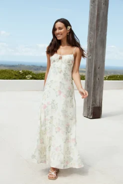 Rebekah Floral Maxi Dress Beige