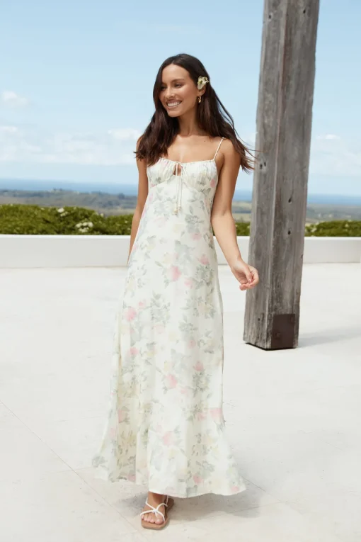Rebekah Floral Maxi Dress Beige