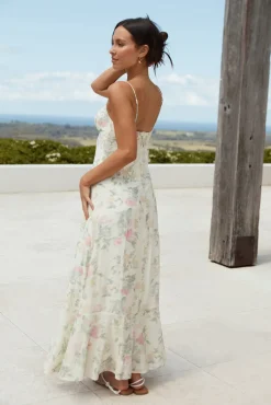 Rebekah Floral Maxi Dress Beige