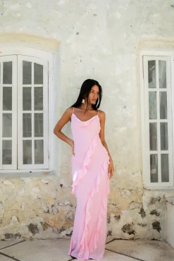 Romantic Flare Maxi Dress Pink