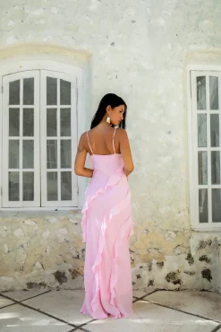 Romantic Flare Maxi Dress Pink