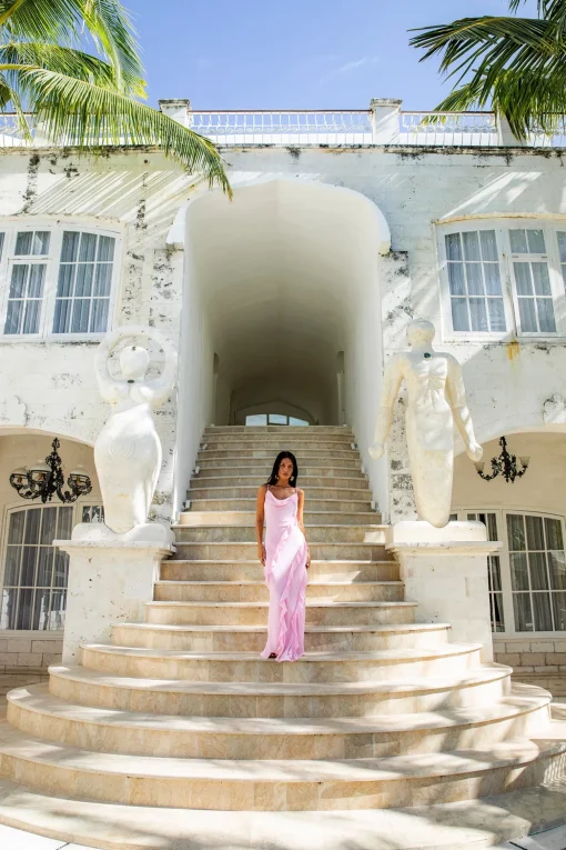 Romantic Flare Maxi Dress Pink