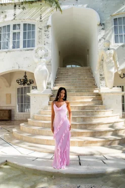 Romantic Flare Maxi Dress Pink