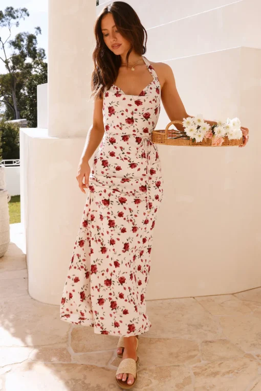 Romanticise Halter Maxi Dress Pink