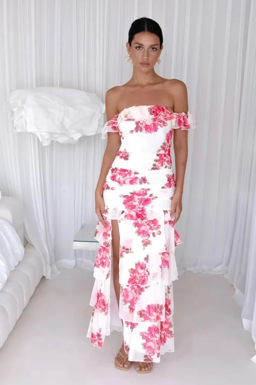 Rosella Off The Shoulder Maxi Dress Pink