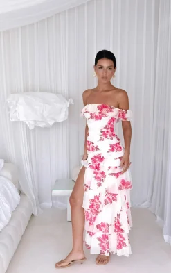Rosella Off The Shoulder Maxi Dress Pink