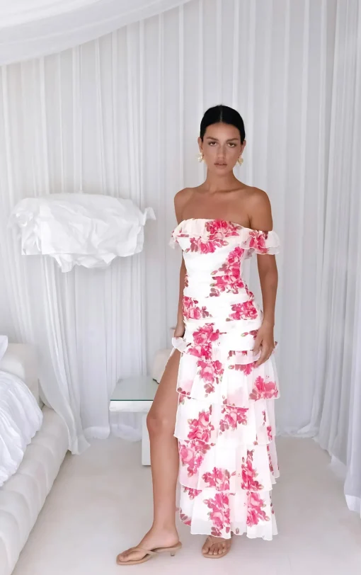 Rosella Off The Shoulder Maxi Dress Pink