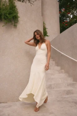 Rosetta Halter Maxi Dress Cream