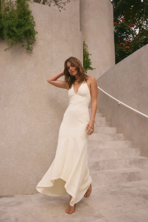 Rosetta Halter Maxi Dress Cream