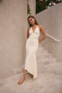 Rosetta Halter Maxi Dress Cream