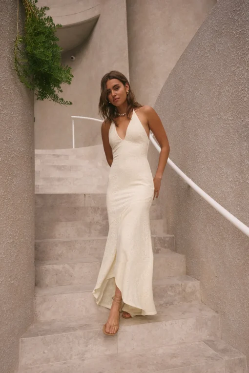 Rosetta Halter Maxi Dress Cream