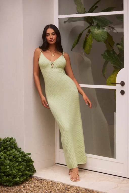 Sea Shimmer Maxi Dress Lime