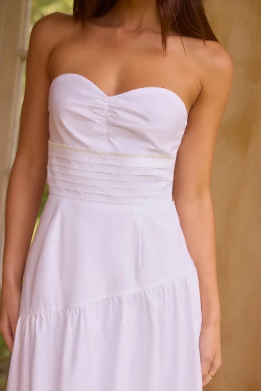 Seaside Picnic Midi Dress White