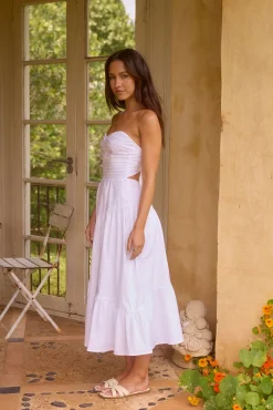 Seaside Picnic Midi Dress White