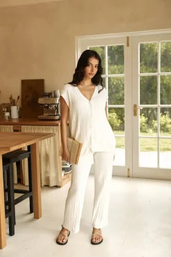 Seeking Memories Knit Pant White