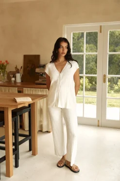 Seeking Memories Knit Pant White