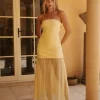 Serene Sands Strapless Maxi Dress Yellow