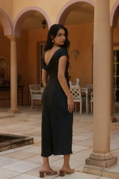 Siren Melody Satin Maxi Dress Black