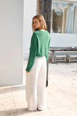 Soft Touch Wool Blend Cardigan Green