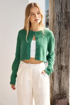 Soft Touch Wool Blend Cardigan Green