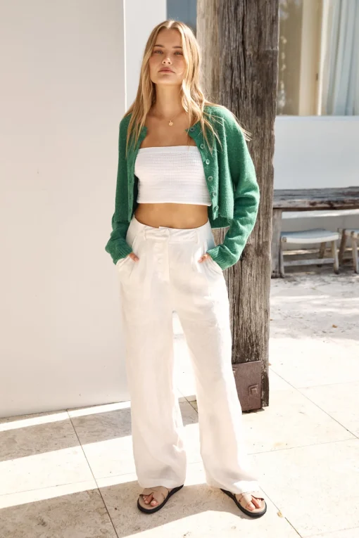 Soft Touch Wool Blend Cardigan Green