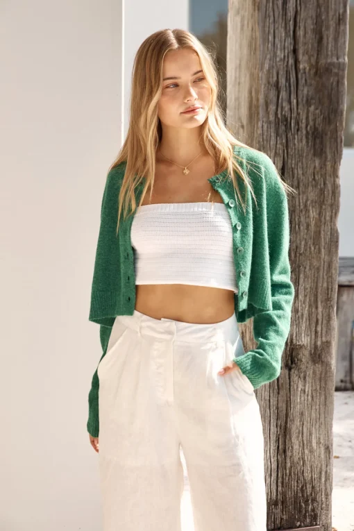 Soft Touch Wool Blend Cardigan Green