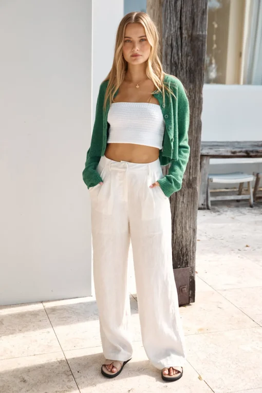 Soft Touch Wool Blend Cardigan Green