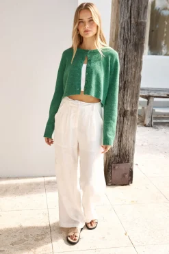 Soft Touch Wool Blend Cardigan Green