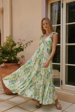 Softly Blooming Maxi Dress Green
