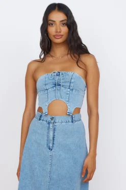 Starlit Symphony Crop Top Denim