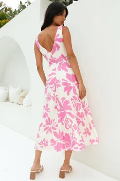 Sunset Sorbet Midi Dress Pink
