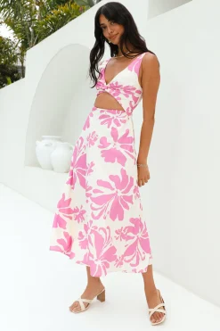 Sunset Sorbet Midi Dress Pink