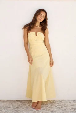 Sunshine Bliss Strapless Maxi Dress Yellow