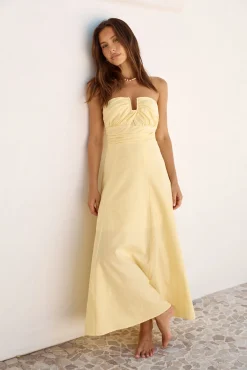 Sunshine Bliss Strapless Maxi Dress Yellow