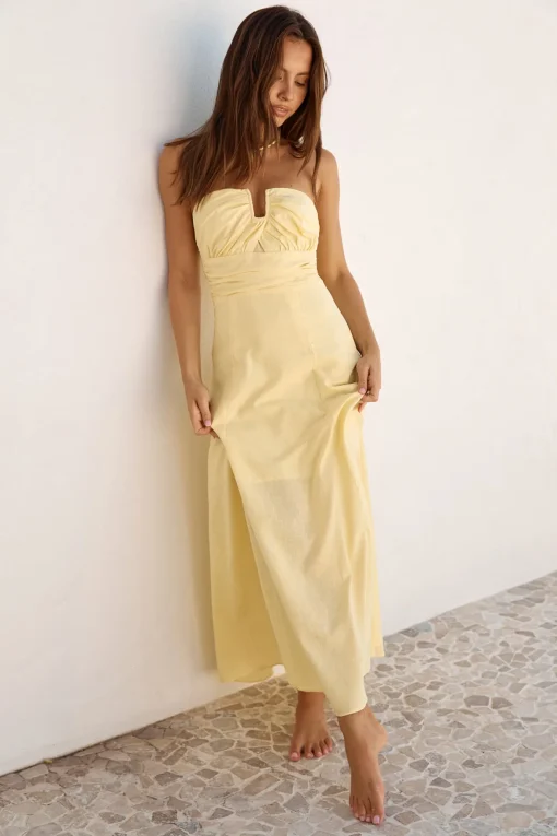 Sunshine Bliss Strapless Maxi Dress Yellow