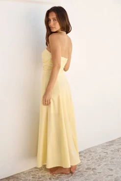 Sunshine Bliss Strapless Maxi Dress Yellow
