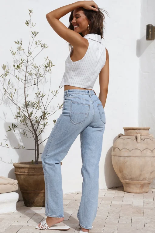 Talking Business Crop Top White Stripe