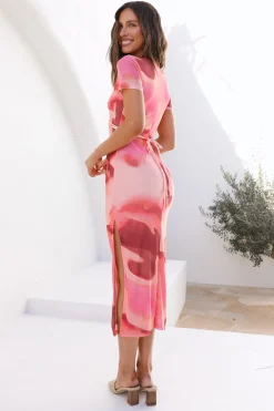 Talking To Me Midi Dress Orange