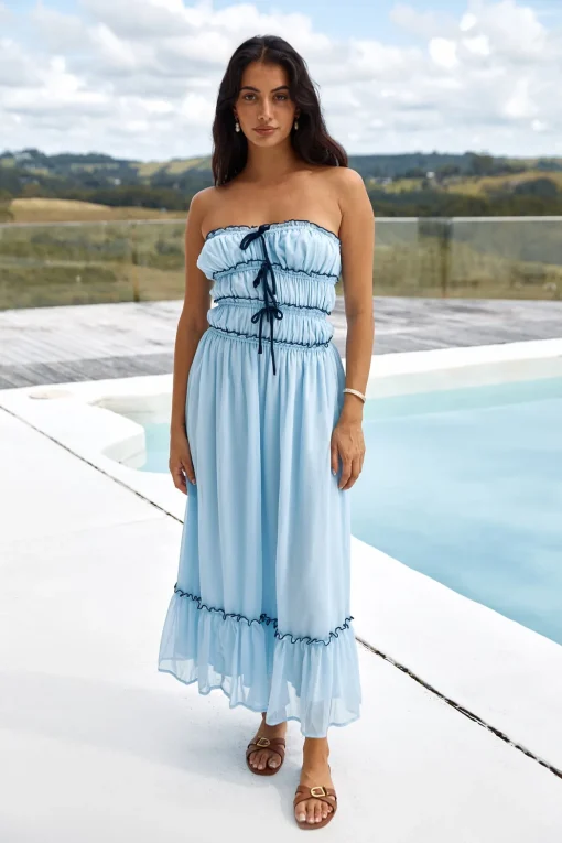 Talulah Strapless Maxi Dress Blue