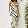 Thinking Of You Satin Maxi Dress Green