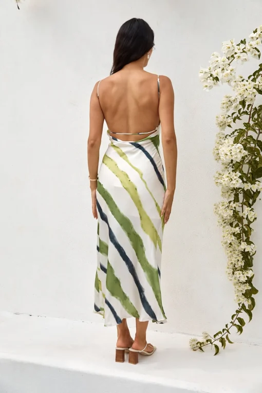 Thinking Of You Satin Maxi Dress Green