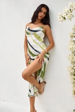 Thinking Of You Satin Maxi Dress Green