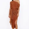 Thunderstorm Midi Dress Brown