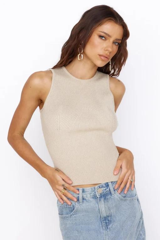 Uplift Your Mind Crop Top Beige