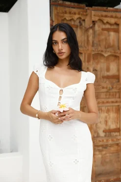 Vintage Song Midi Dress White