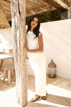 Warm Regards Asymmetrical Tank Top White
