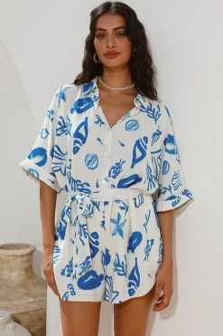 Where It Begins Romper Blue