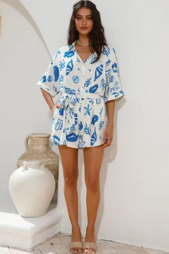 Where It Begins Romper Blue